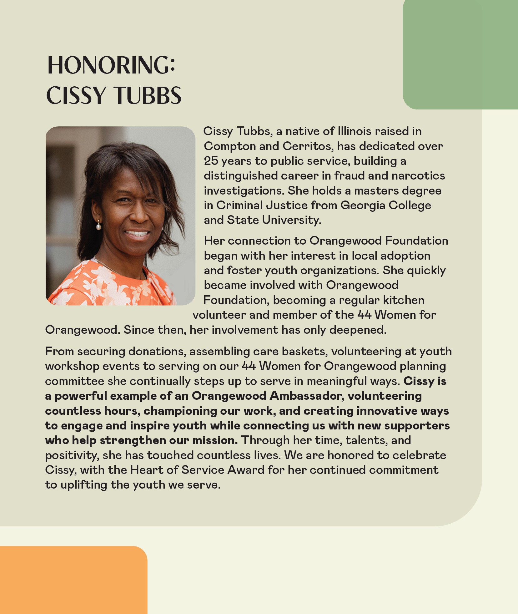 Honoree Cissy Tubbs